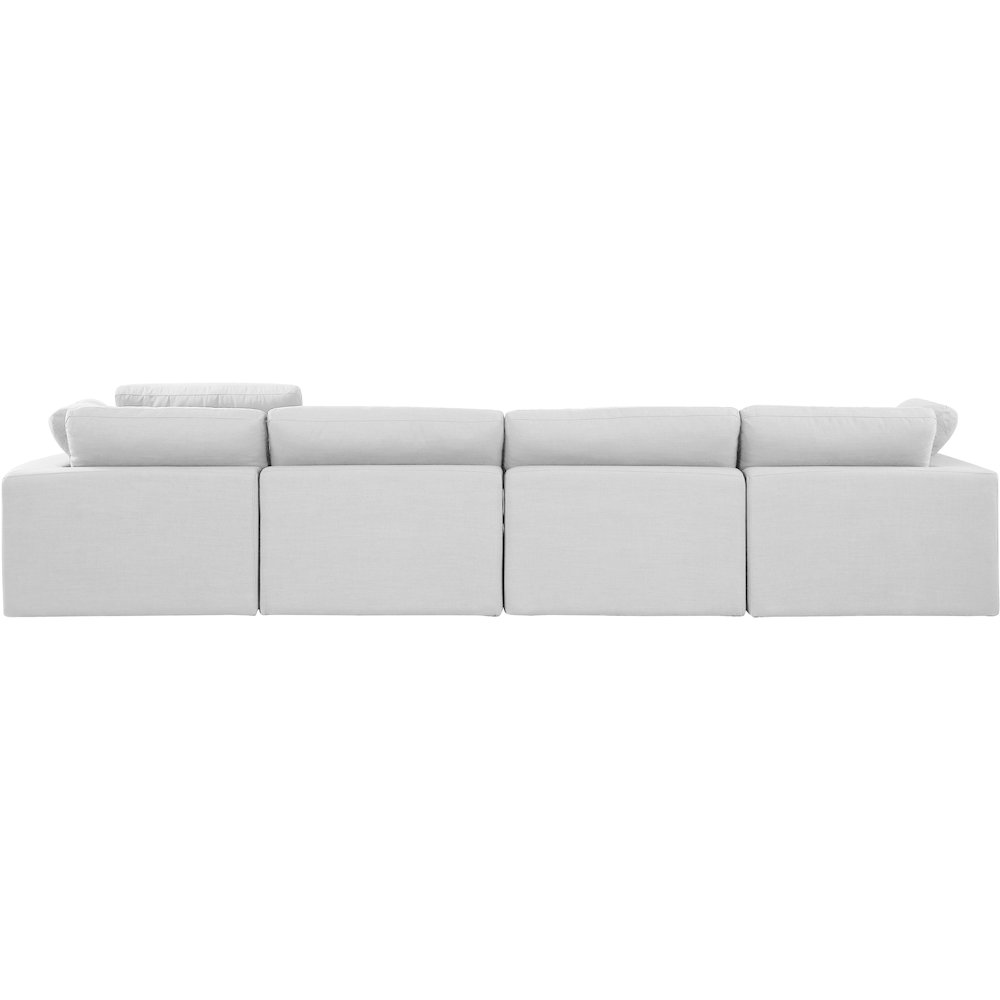 Comfy White Linen Textured Fabric Modular Sofa