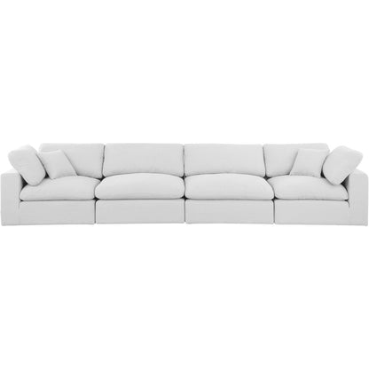 Comfy White Linen Textured Fabric Modular Sofa