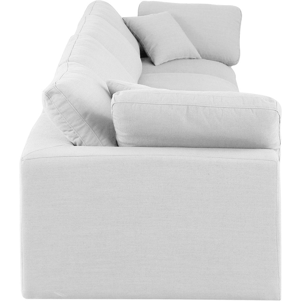 Comfy White Linen Textured Fabric Modular Sofa