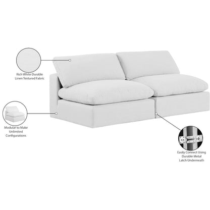 Comfy White Linen Textured Fabric Modular Sofa