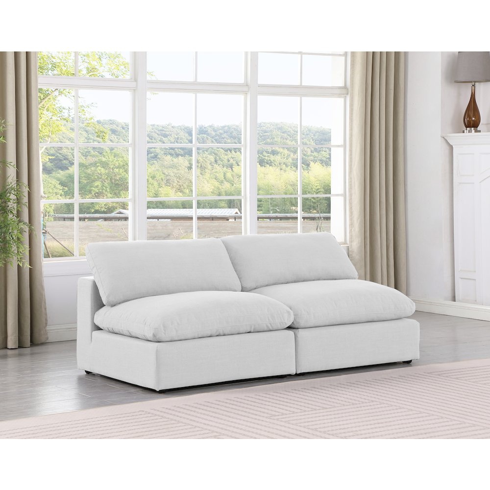 Comfy White Linen Textured Fabric Modular Sofa
