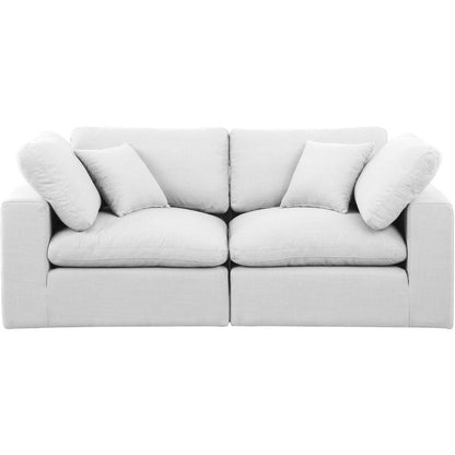 Comfy White Linen Textured Fabric Modular Sofa