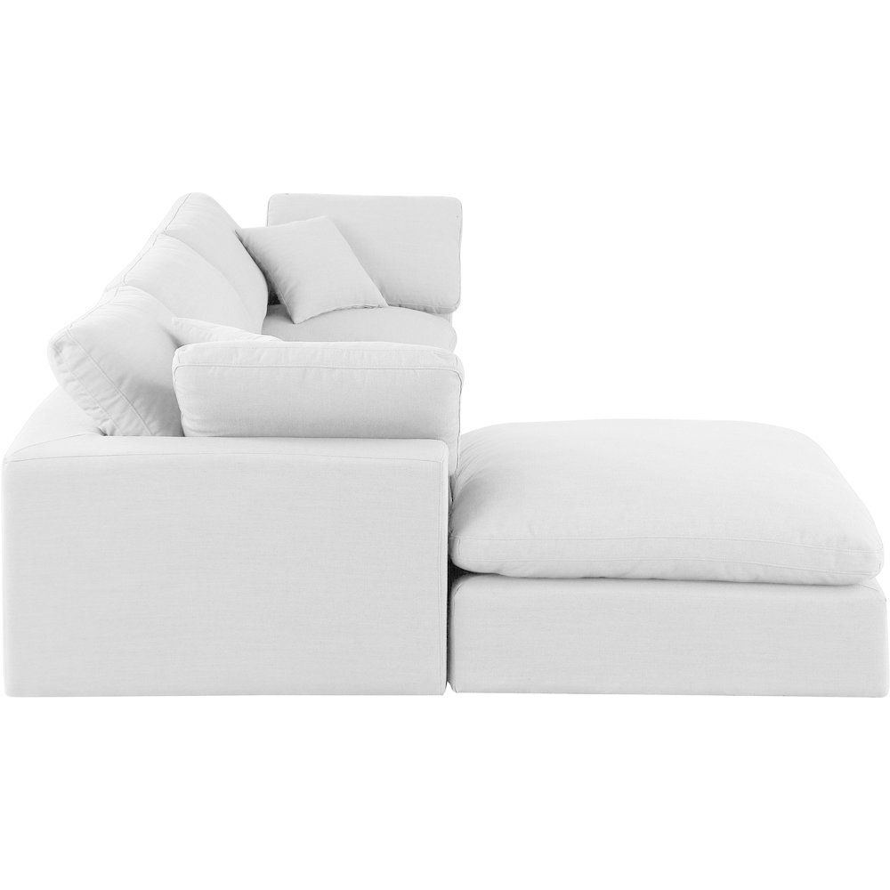 Comfy White Linen Textured Fabric Modular Sectional