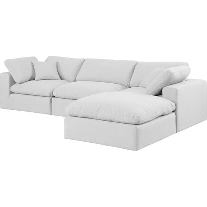 Comfy White Linen Textured Fabric Modular Sectional