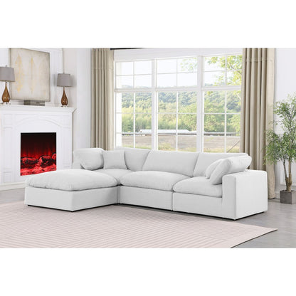 Comfy White Linen Textured Fabric Modular Sectional