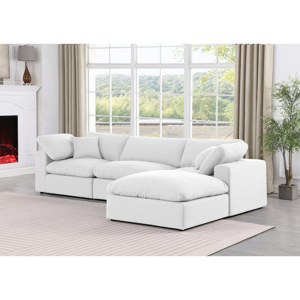 Comfy White Linen Textured Fabric Modular Sectional