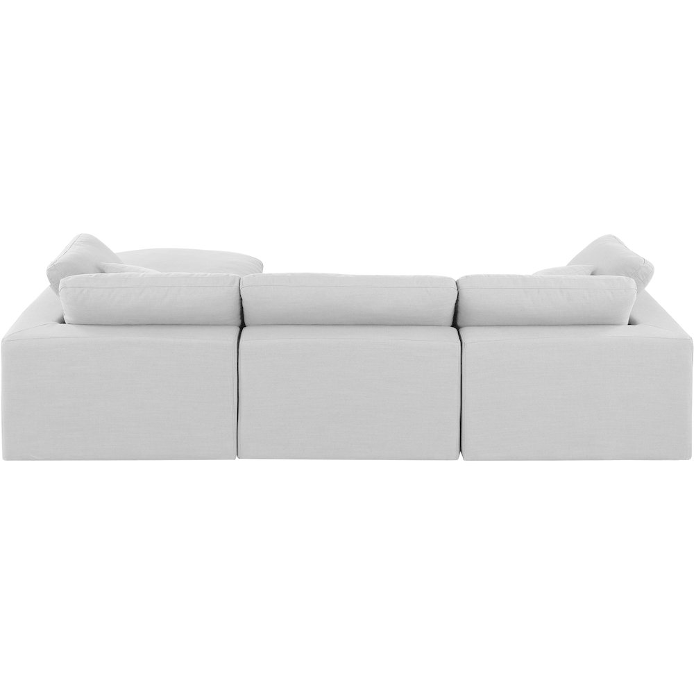 Comfy White Linen Textured Fabric Modular Sectional