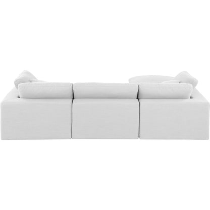 Comfy White Linen Textured Fabric Modular Sectional