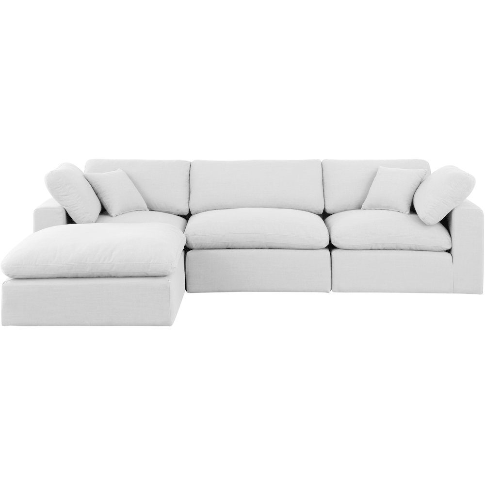 Comfy White Linen Textured Fabric Modular Sectional