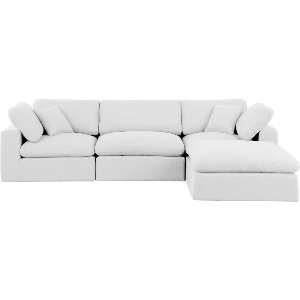Comfy White Linen Textured Fabric Modular Sectional