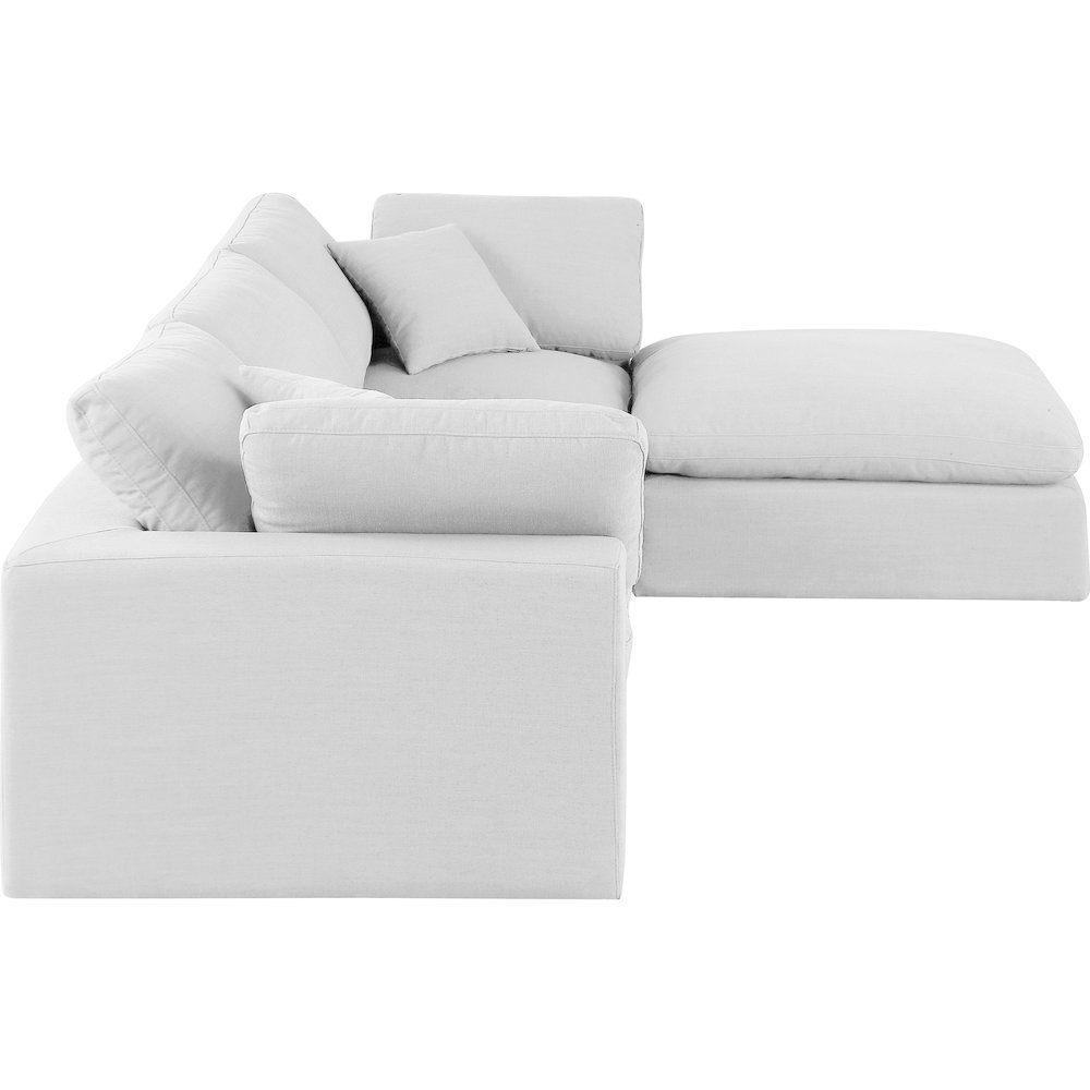 Comfy White Linen Textured Fabric Modular Sectional