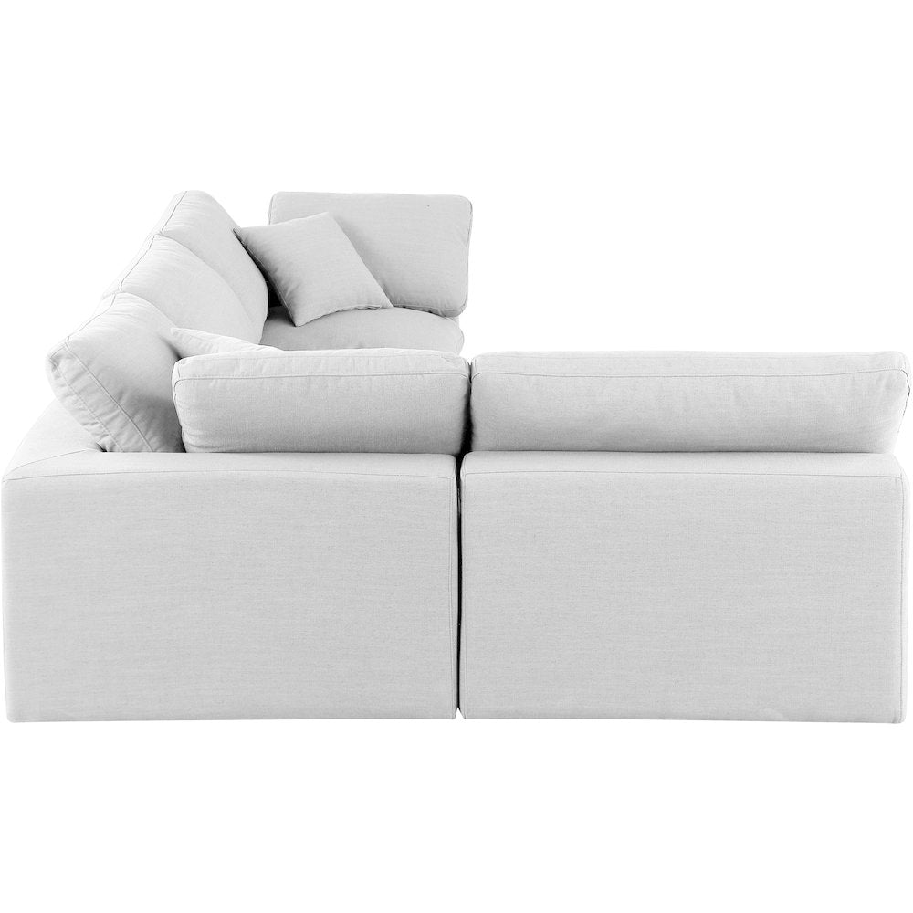 Comfy White Linen Textured Fabric Modular Sectional