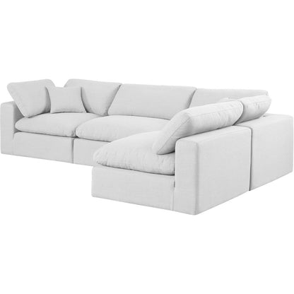 Comfy White Linen Textured Fabric Modular Sectional