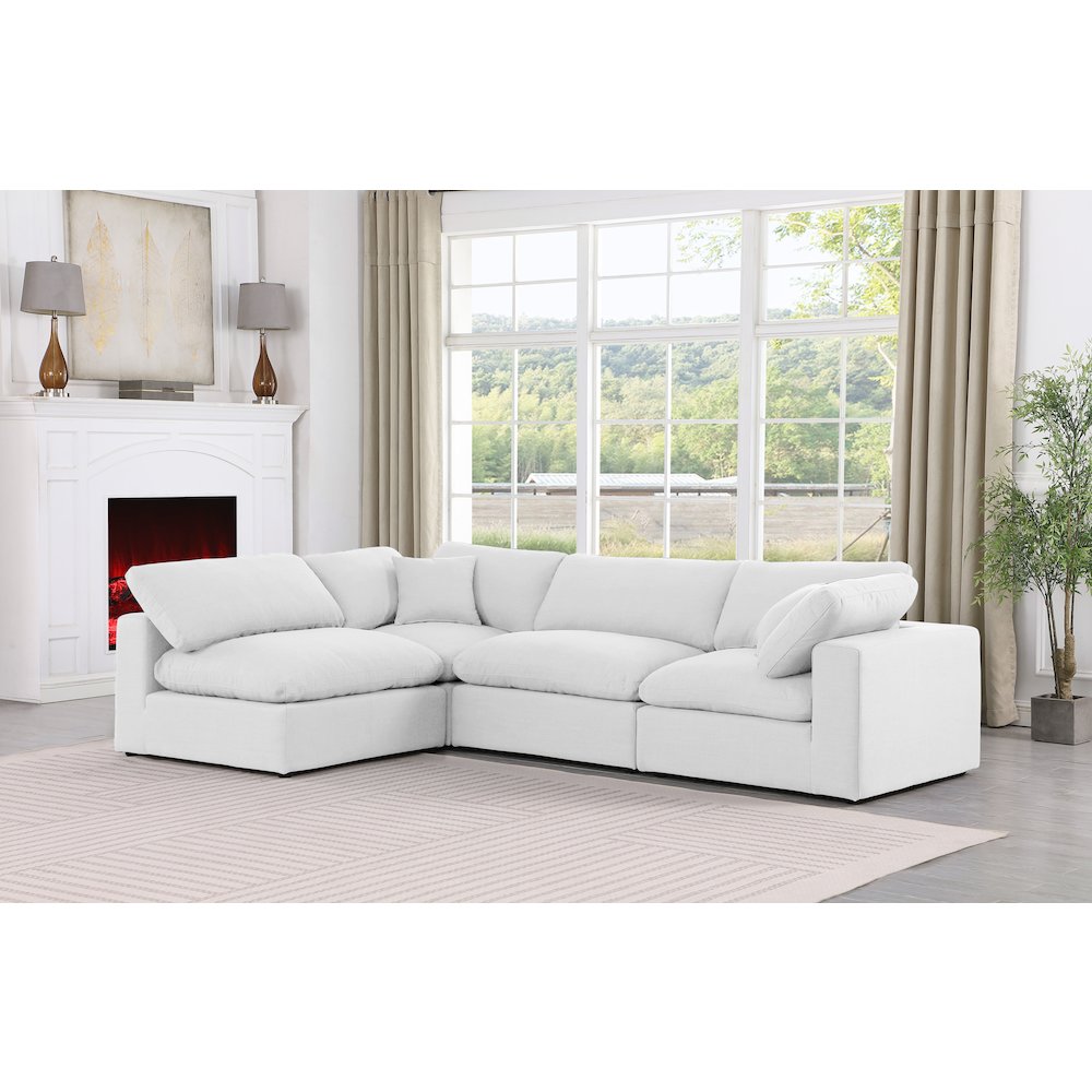 Comfy White Linen Textured Fabric Modular Sectional