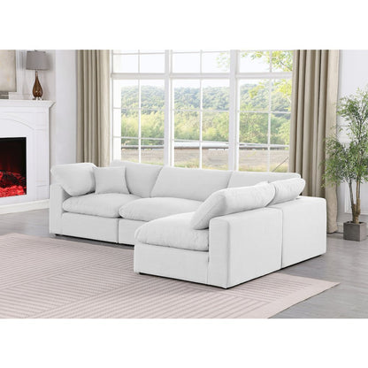 Comfy White Linen Textured Fabric Modular Sectional