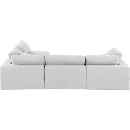 Comfy White Linen Textured Fabric Modular Sectional