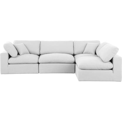 Comfy White Linen Textured Fabric Modular Sectional