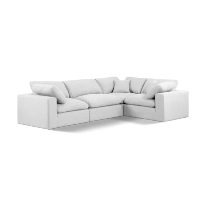 Comfy White Linen Textured Fabric Modular Sectional