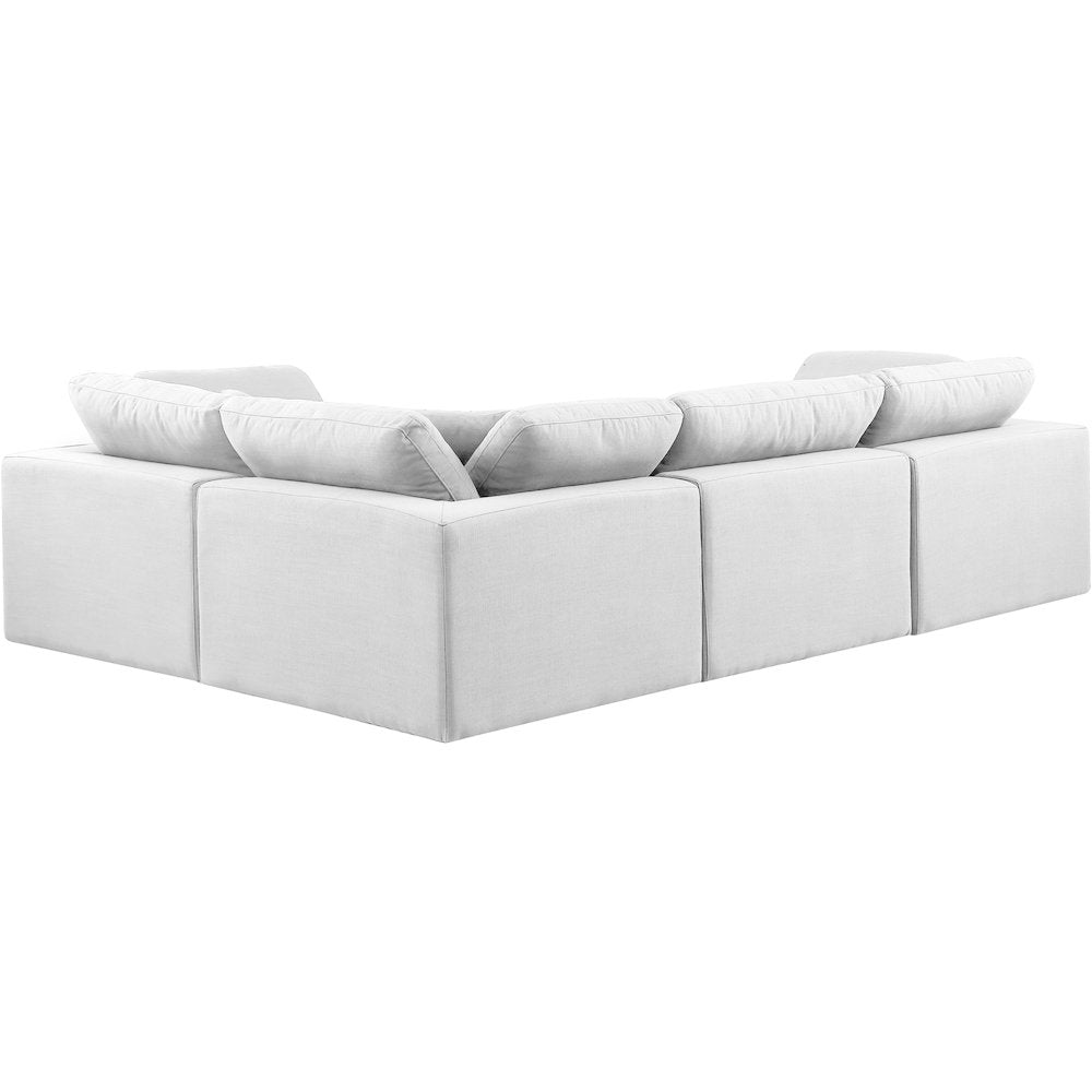 Comfy White Linen Textured Fabric Modular Sectional