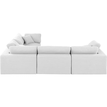 Comfy White Linen Textured Fabric Modular Sectional