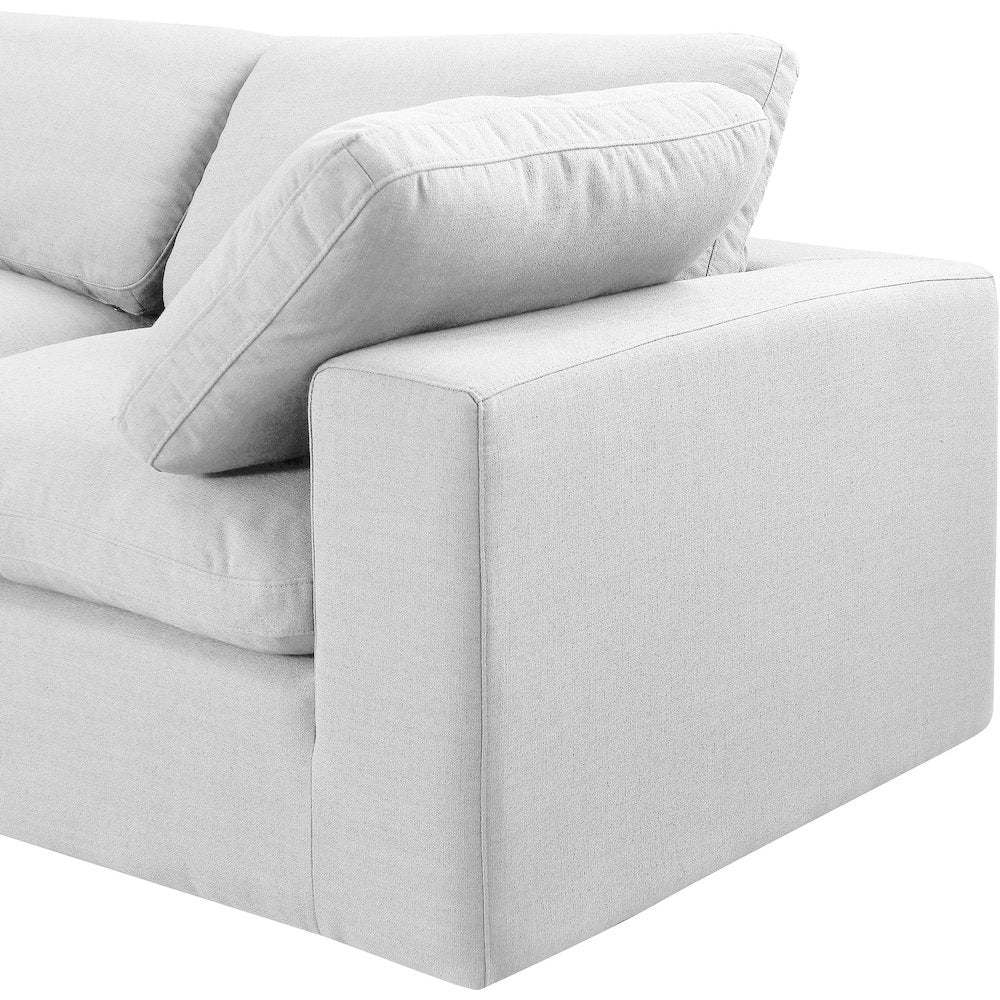 Comfy White Linen Textured Fabric Modular Sectional