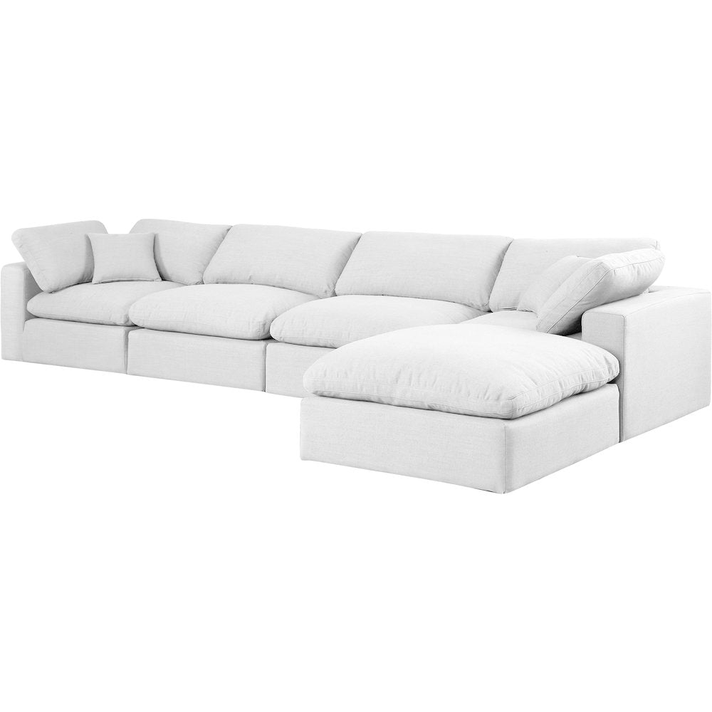 Comfy White Linen Textured Fabric Modular Sectional