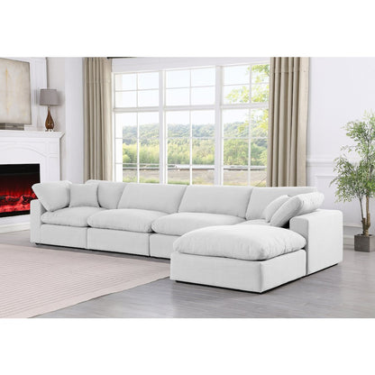 Comfy White Linen Textured Fabric Modular Sectional