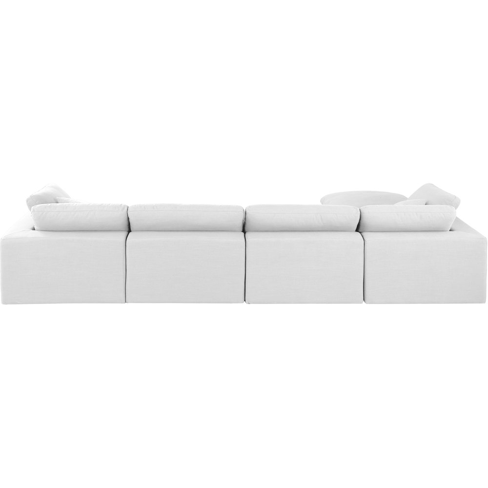Comfy White Linen Textured Fabric Modular Sectional