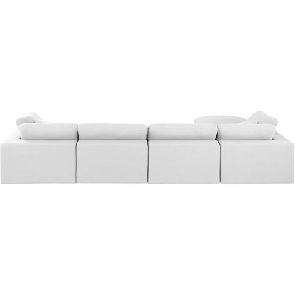 Comfy White Linen Textured Fabric Modular Sectional
