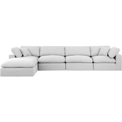 Comfy White Linen Textured Fabric Modular Sectional