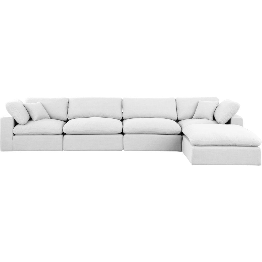 Comfy White Linen Textured Fabric Modular Sectional