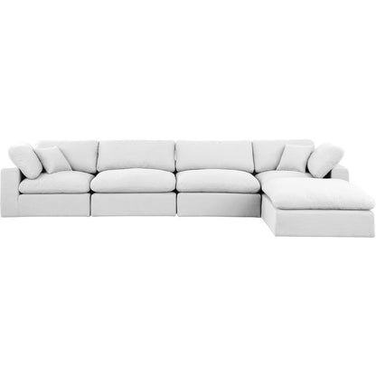 Comfy White Linen Textured Fabric Modular Sectional