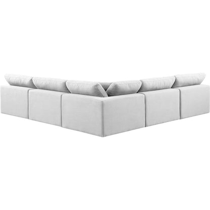 Comfy White Linen Textured Fabric Modular Sectional