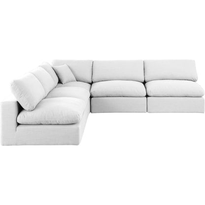 Comfy White Linen Textured Fabric Modular Sectional