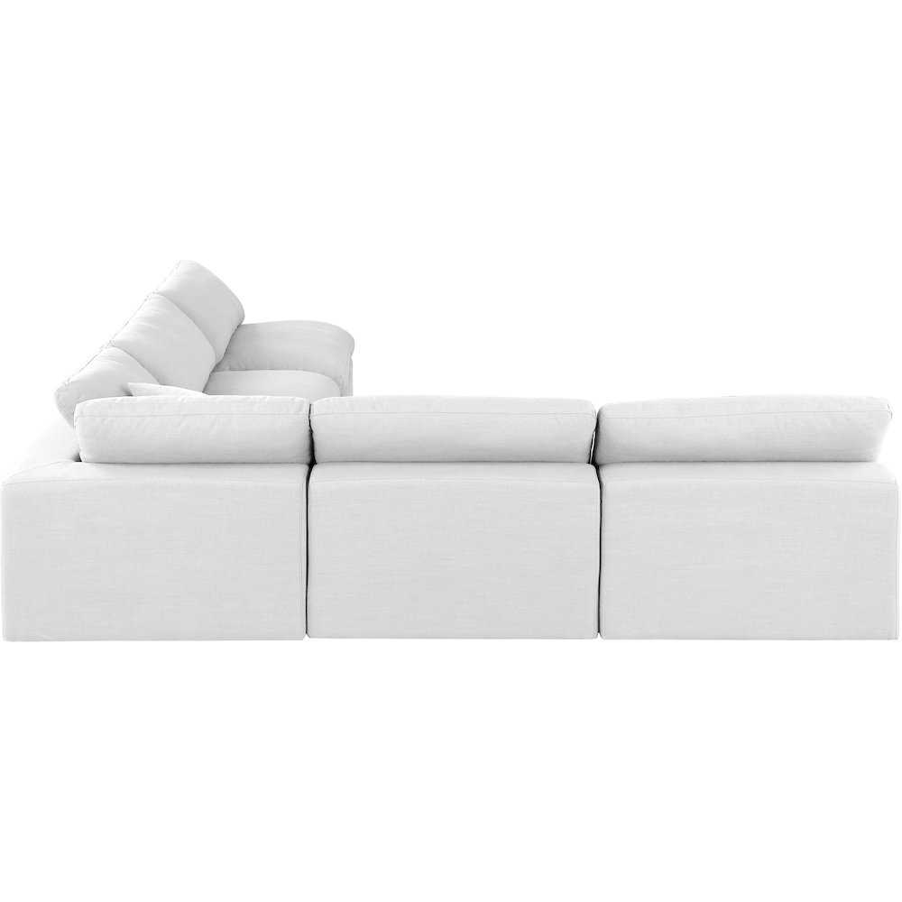 Comfy White Linen Textured Fabric Modular Sectional