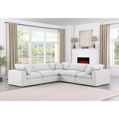 Comfy White Linen Textured Fabric Modular Sectional