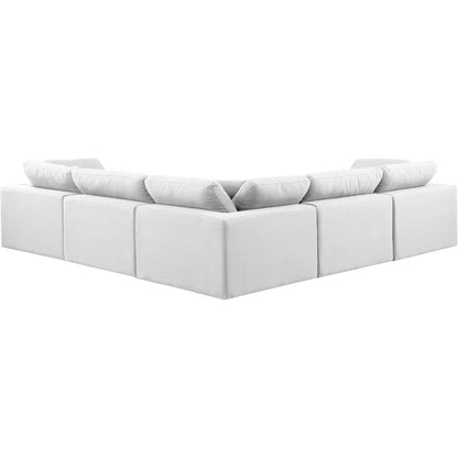 Comfy White Linen Textured Fabric Modular Sectional