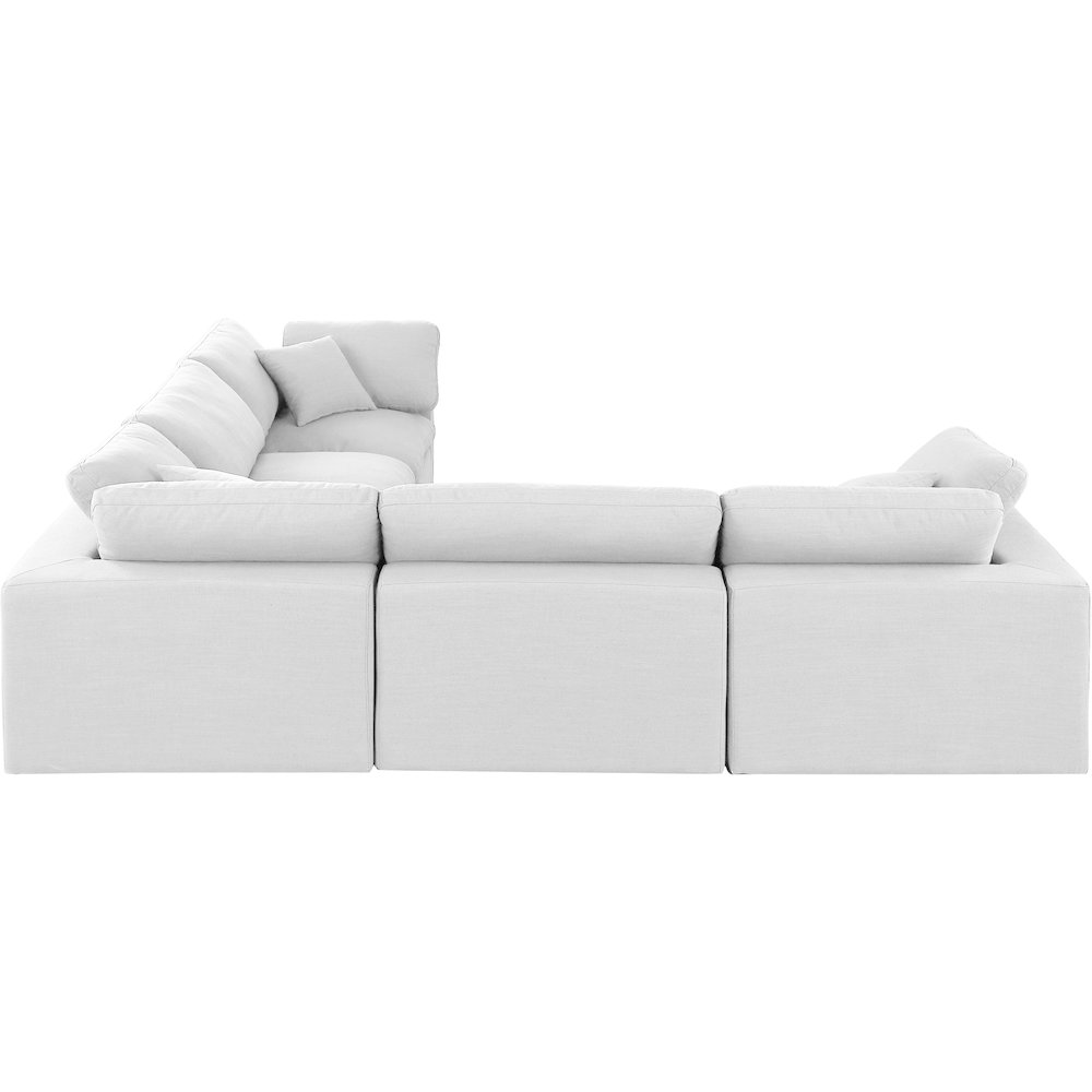 Comfy White Linen Textured Fabric Modular Sectional