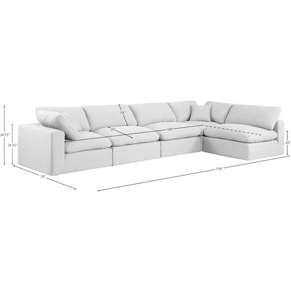 Comfy White Linen Textured Fabric Modular Sectional