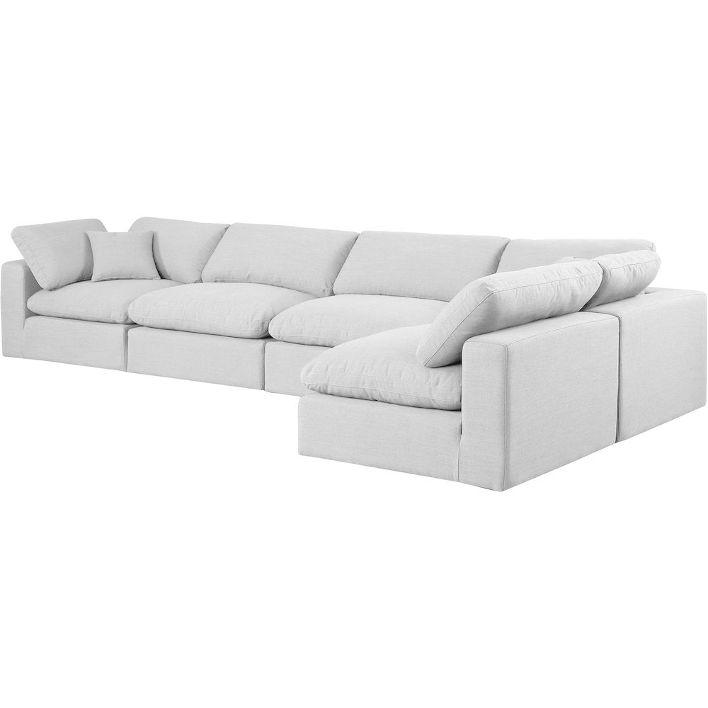 Comfy White Linen Textured Fabric Modular Sectional