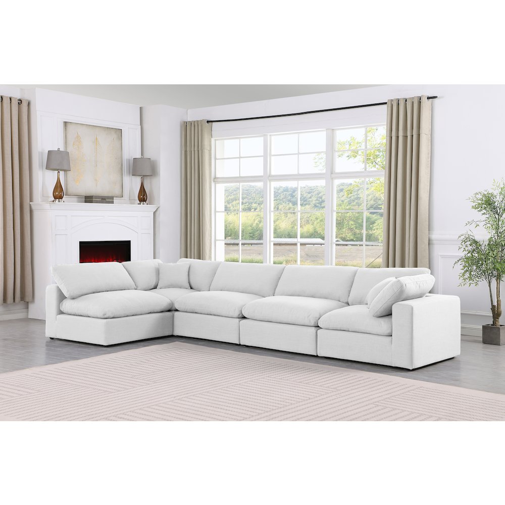 Comfy White Linen Textured Fabric Modular Sectional