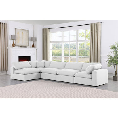Comfy White Linen Textured Fabric Modular Sectional