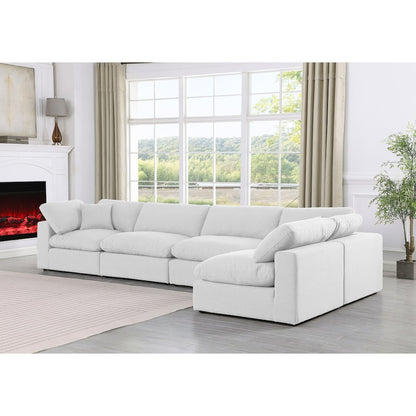 Comfy White Linen Textured Fabric Modular Sectional