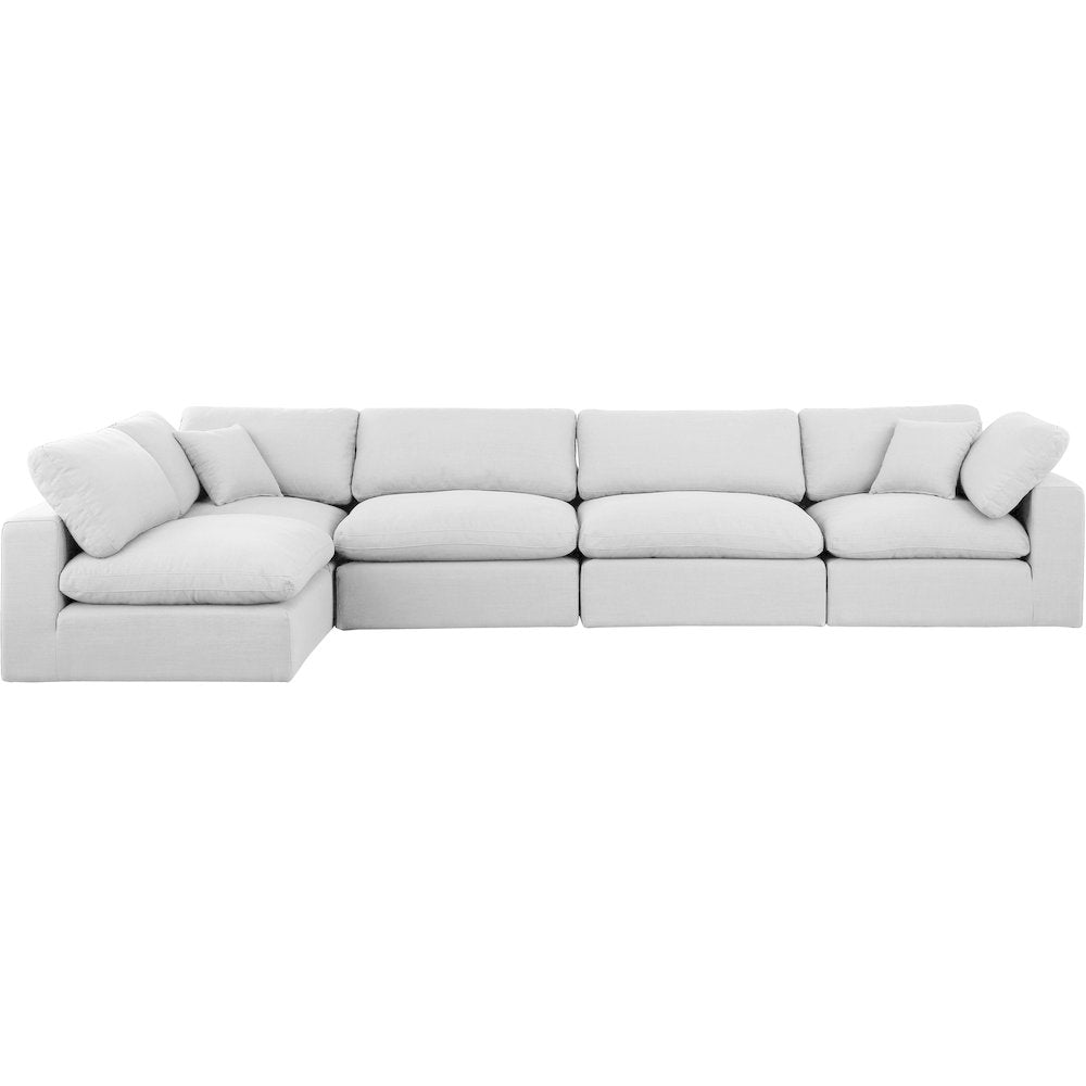 Comfy White Linen Textured Fabric Modular Sectional
