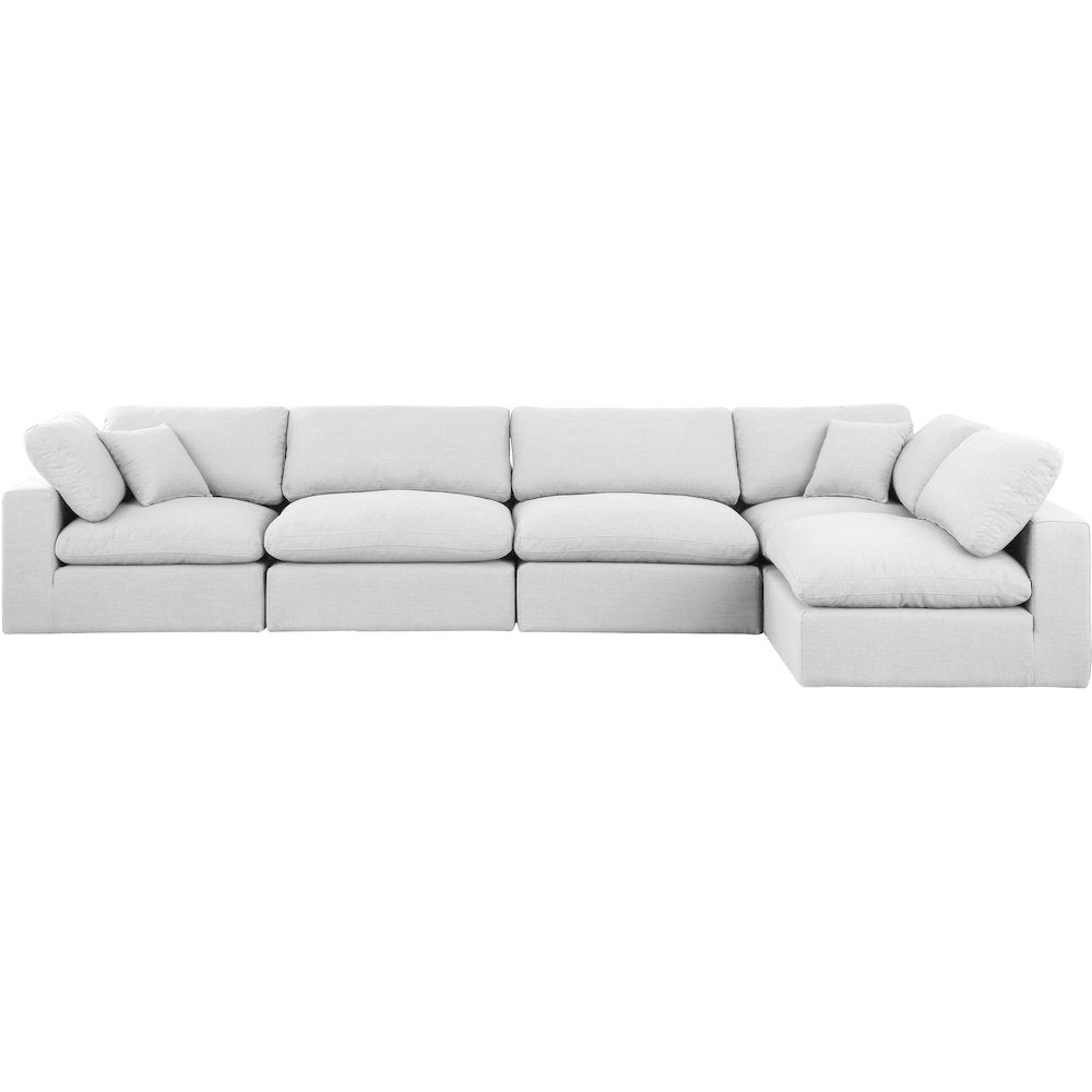 Comfy White Linen Textured Fabric Modular Sectional