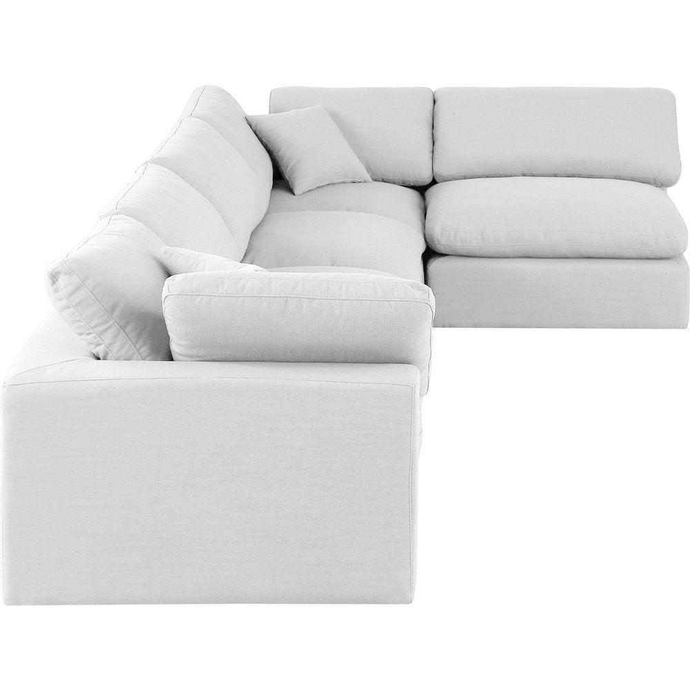Comfy White Linen Textured Fabric Modular Sectional