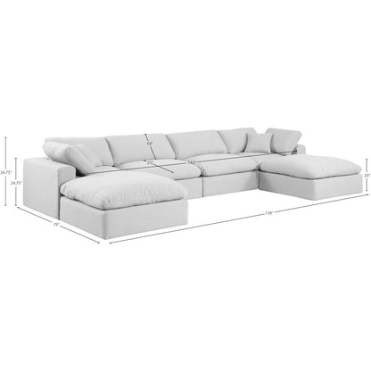 Comfy White Linen Textured Fabric Modular Sectional