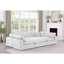 Comfy White Linen Textured Fabric Modular Sectional