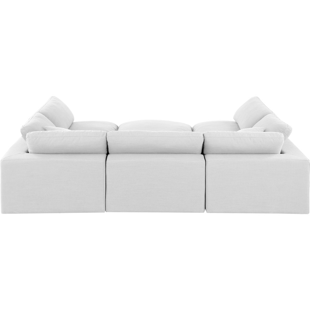Comfy White Linen Textured Fabric Modular Sectional