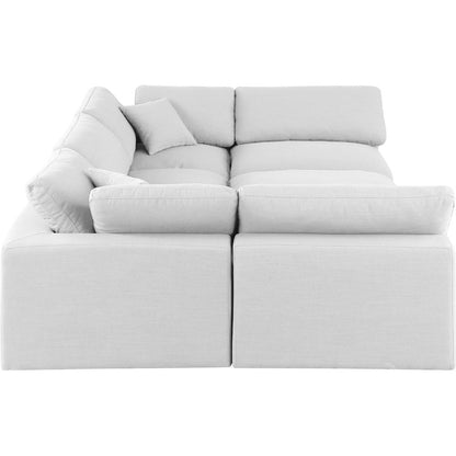 Comfy White Linen Textured Fabric Modular Sectional
